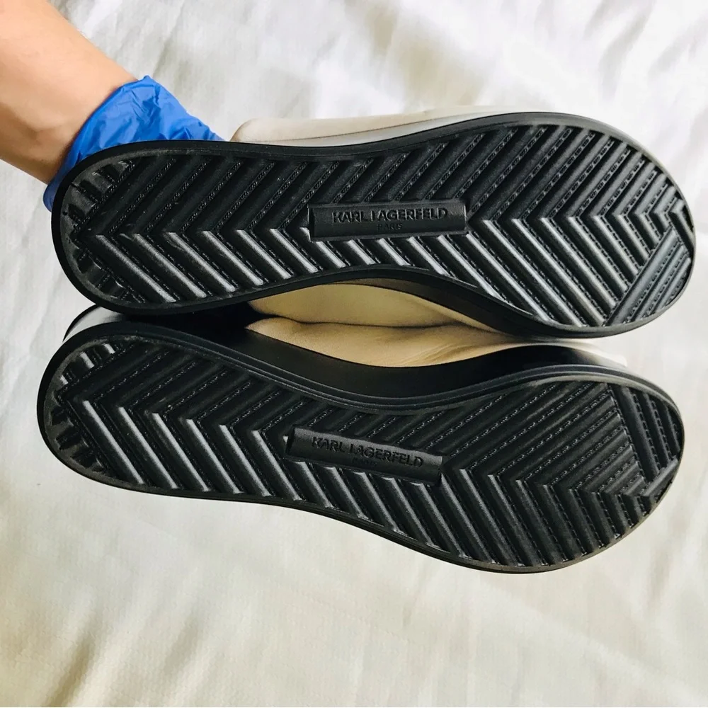 Karl Lagerfeld Black and White Women's Wedge Sandals